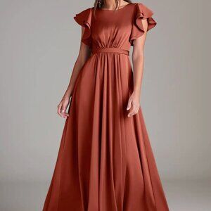 Azazie Daphne Terracotta Satin Stretch - Custom Size Between 12-14